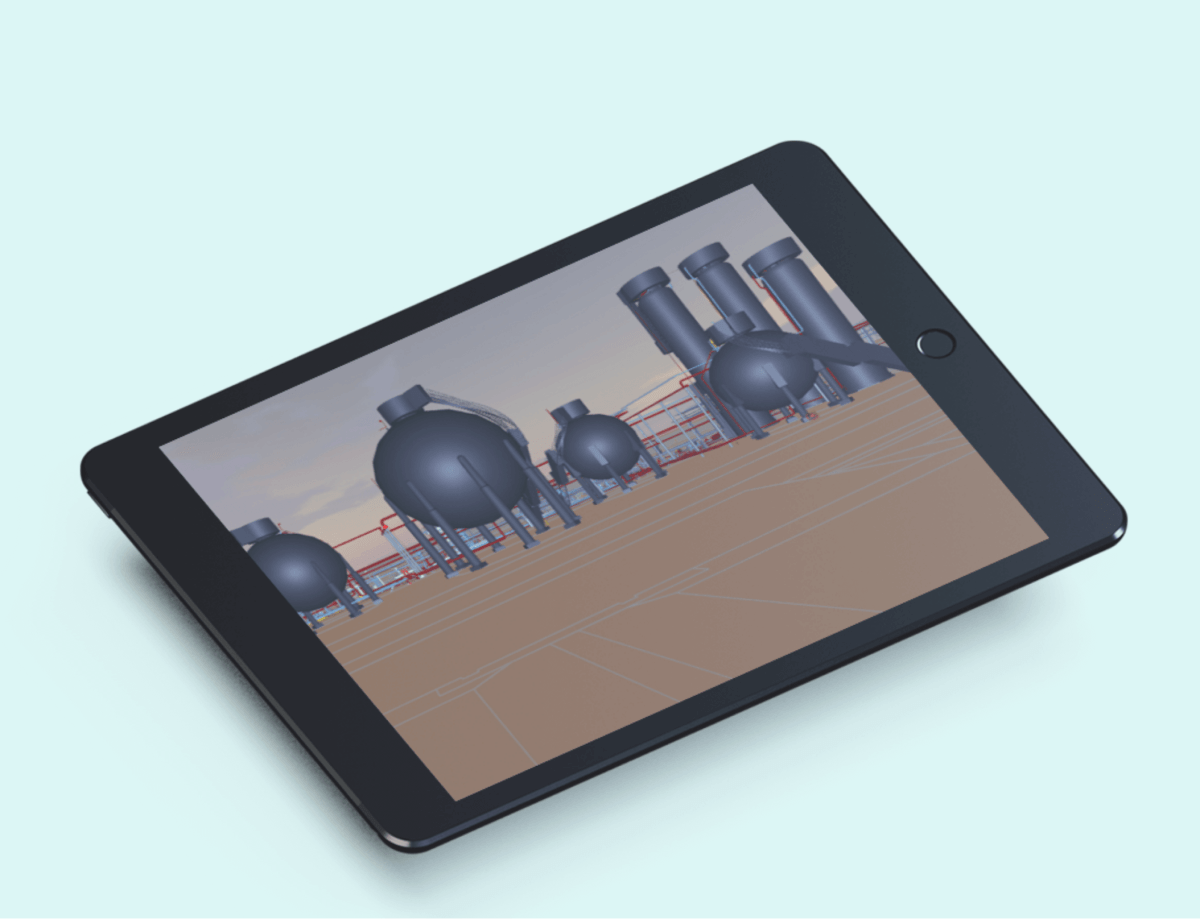 tablet que mostra as capacidades 2d e 3d do software ims